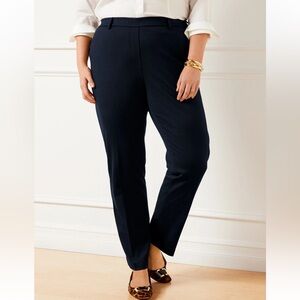 TALBOTS REFINED PONTE STRAIGHT LEG PANTS NAVY SZ 14W